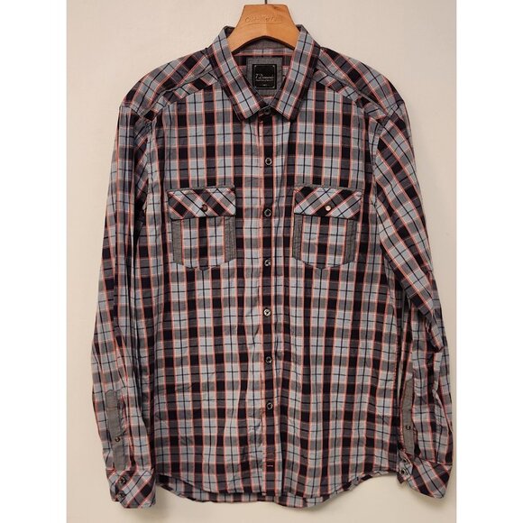 7 Diamonds Western Shirt Cowboy Button‎ Up Blue Plaid Cotton Mens Large - Picture 7 of 16